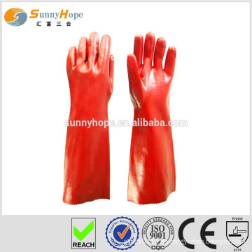 Guantes de trabajo de pvc rojo de longitud de 40 cm
